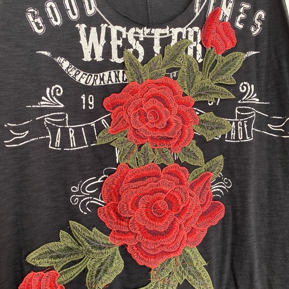 Distressed Burnout Floral Patch Loose Muscle Tank - Picture 5 of 7